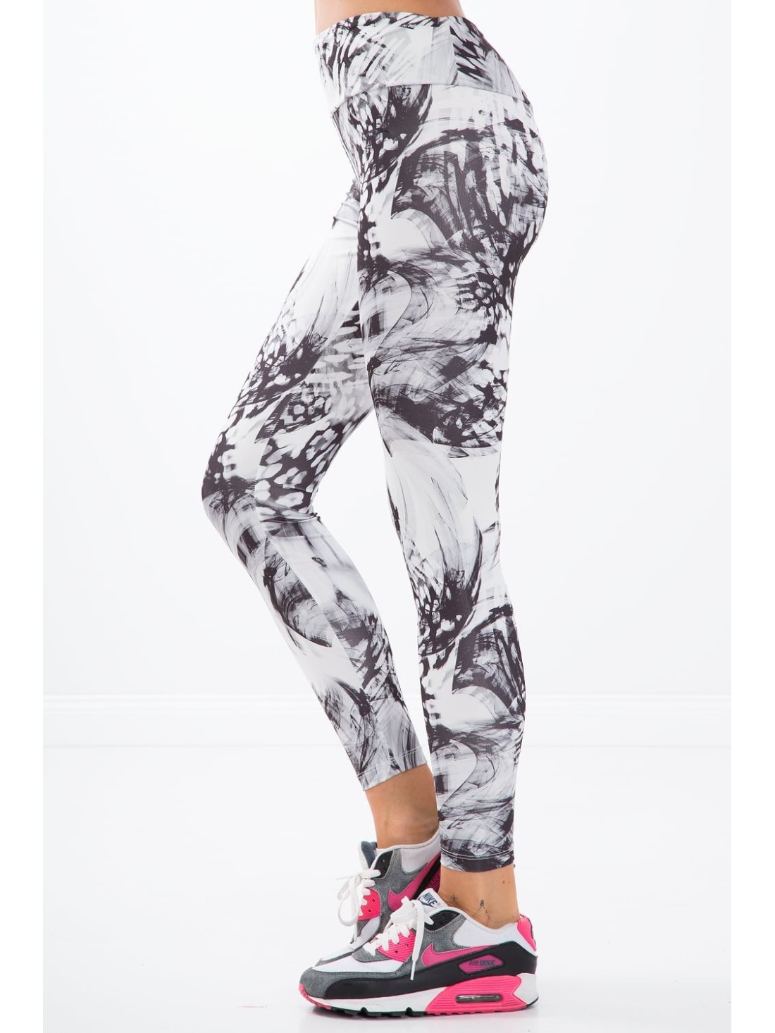 Weiße Leggings mit schwarzen Mustern H0060 – Online-Shop – Boutique